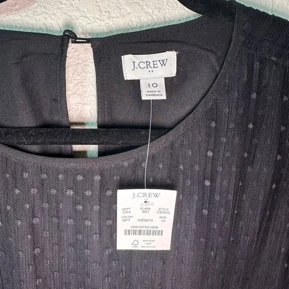 J. Crew Tiered Midi Dress Swiss Dot Black Short‎ Sleeve Size 10 - Picture 4 of 5